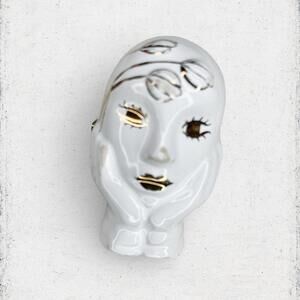 7. White Ceramic Ladyface Handmade Brooch
